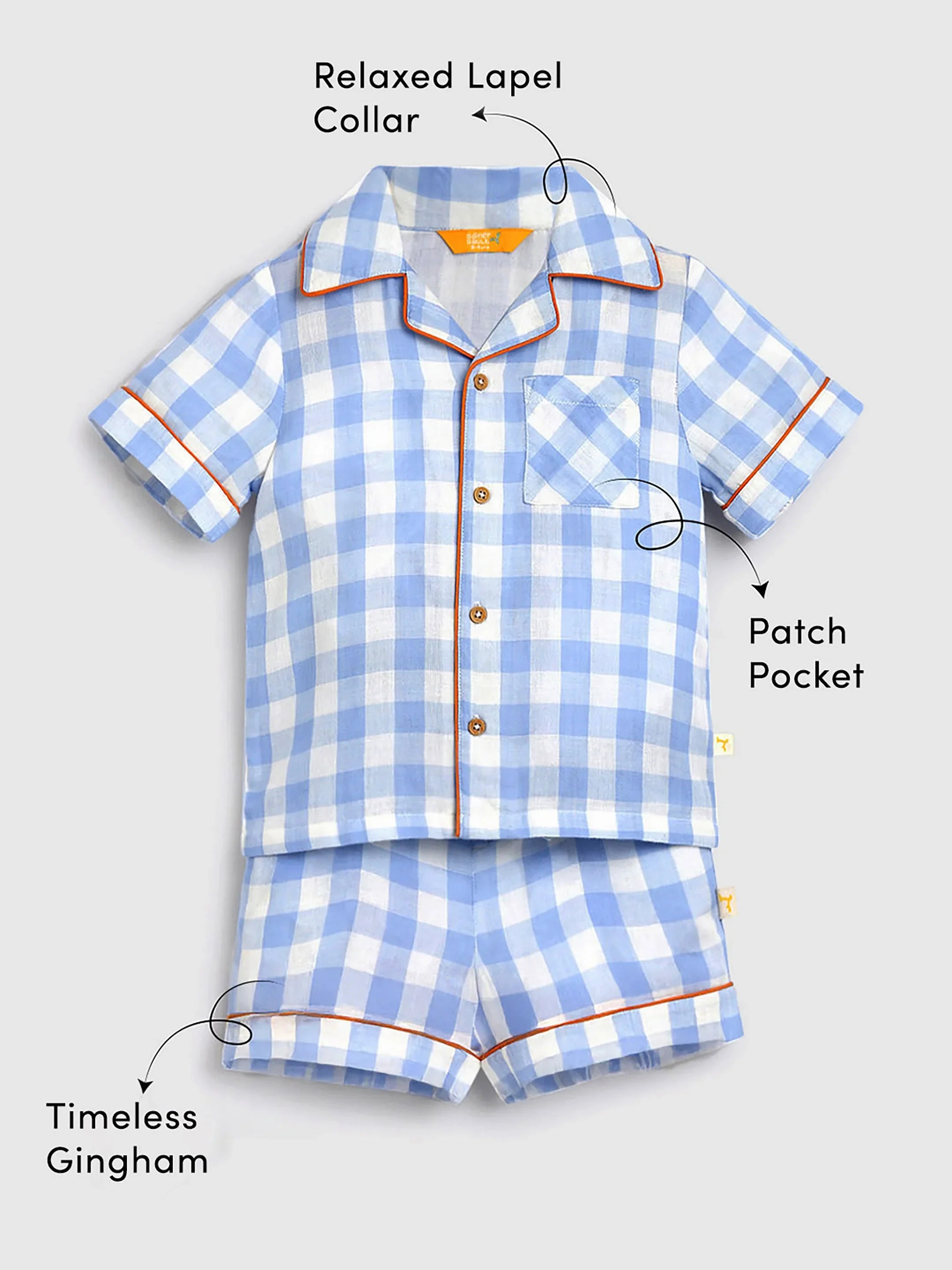 Ocean Gingham Shirt & Shorts Set