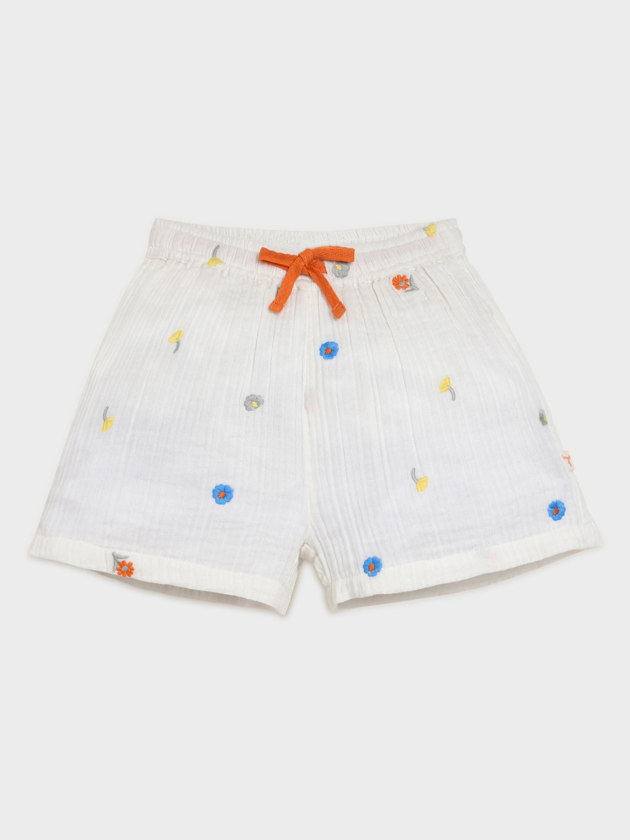 Embroidered Muslin Shorts