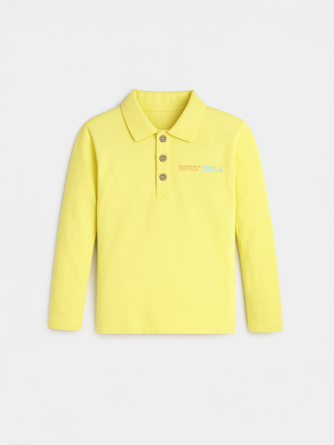 Solid Yellow Full Sleeves Polo T-shirt