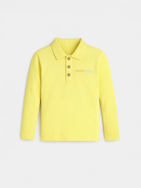 Solid Yellow Full Sleeves Polo T-shirt