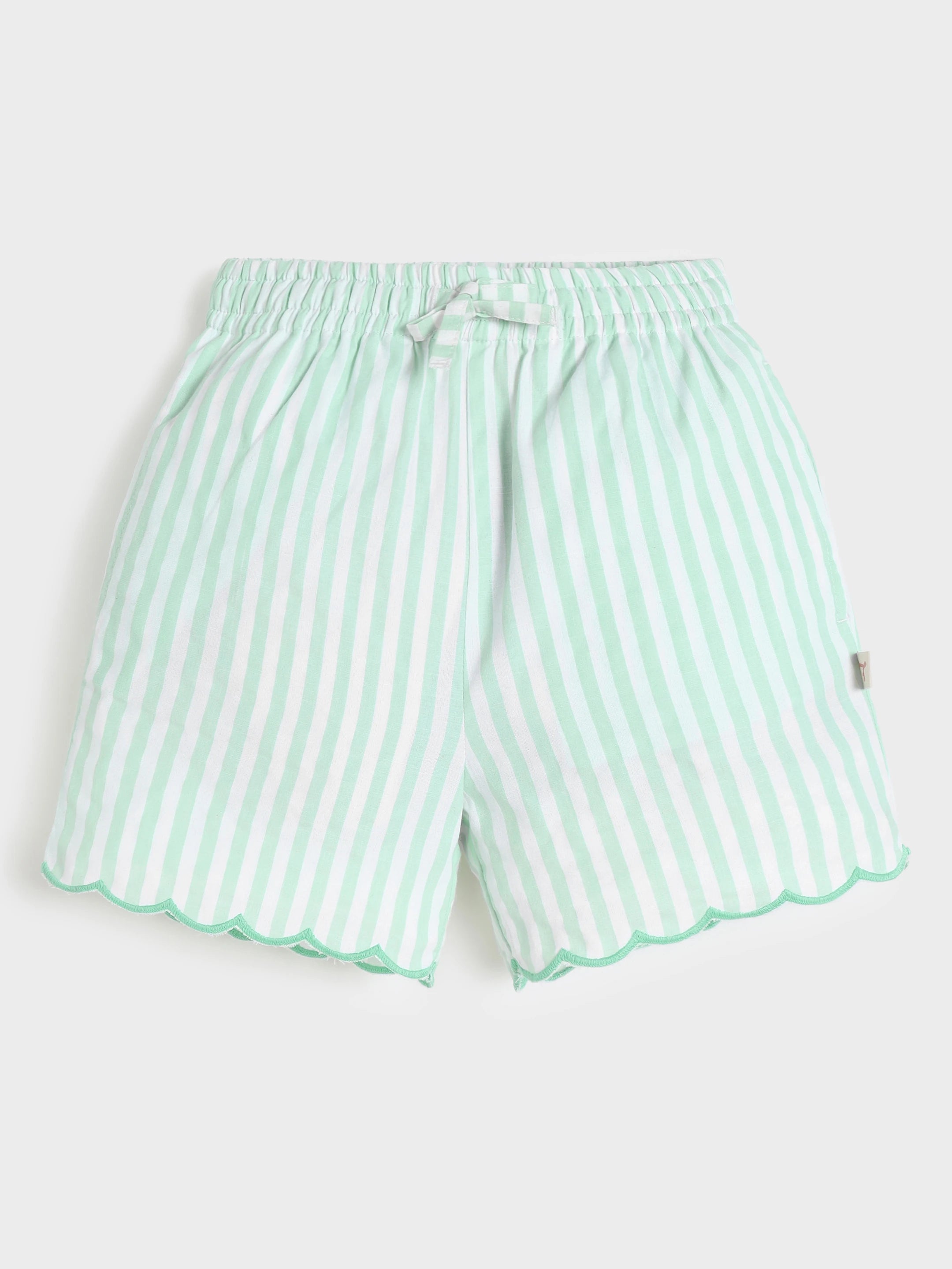 Striper Scallop Hem Shorts