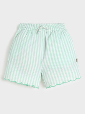 Mint Stripe Scallop Shorts
