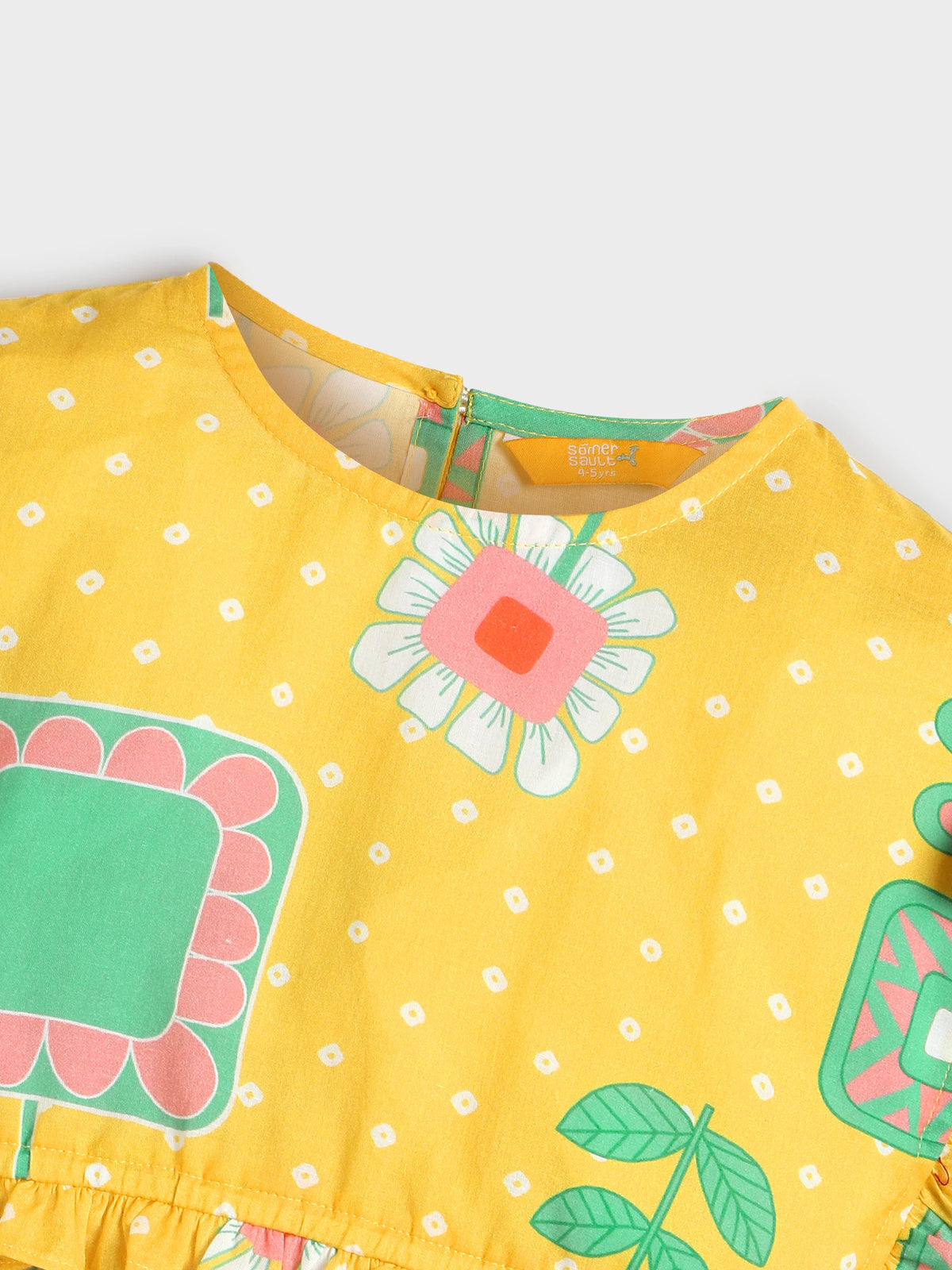 Yellow Bandhani Print Skirt Top Set