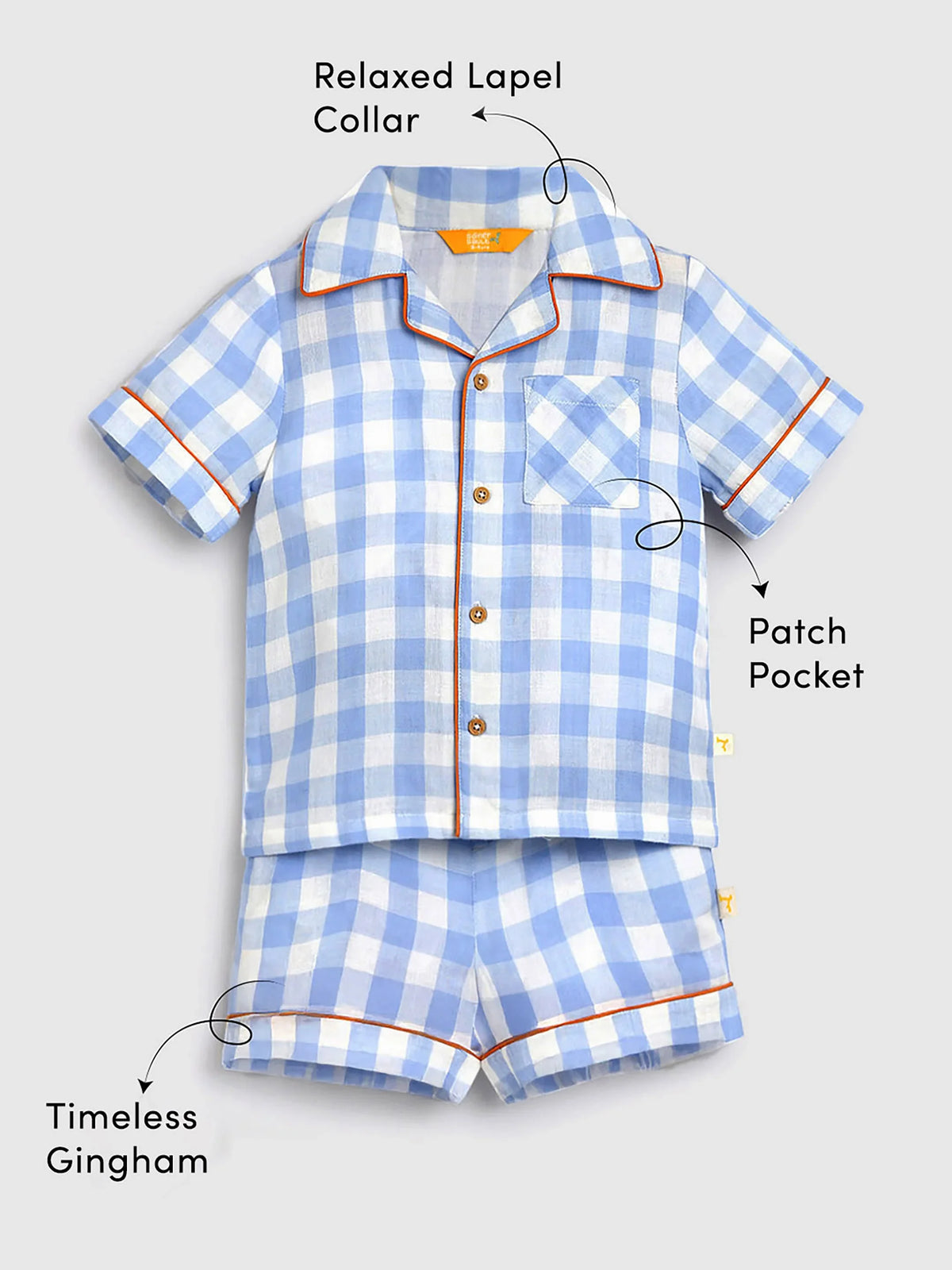 Gingham Cotton Shirt & Pyjama Set