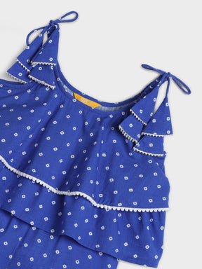 Blue Twirl Bandhani Sharara Set