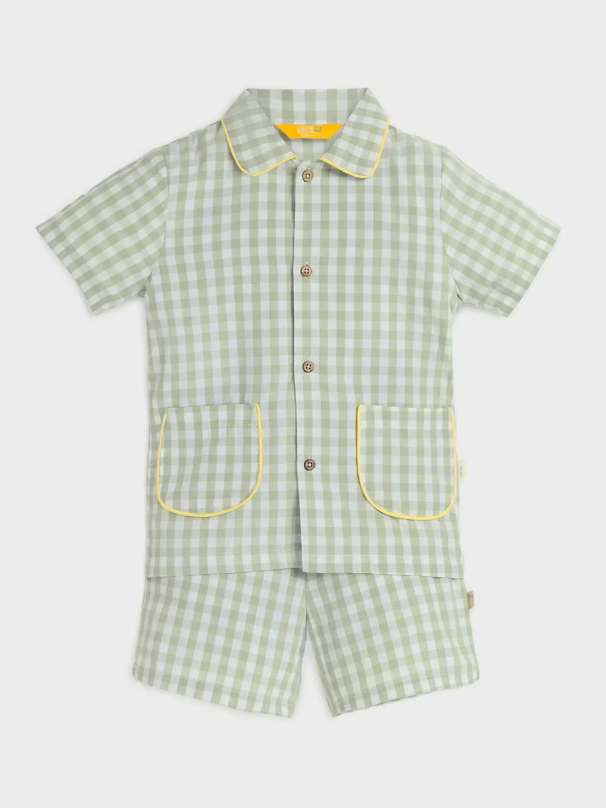 Checkered Green Shirt & Shorts Set
