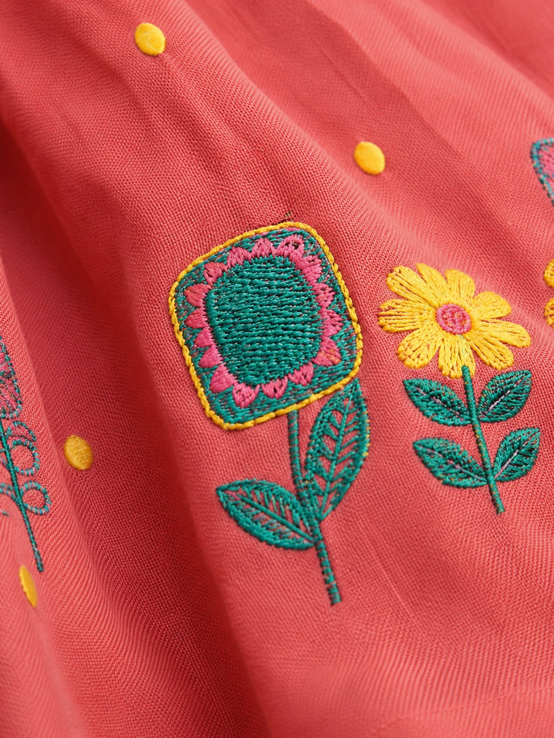 Embroidered Rayon Wrap Top Skirt Set