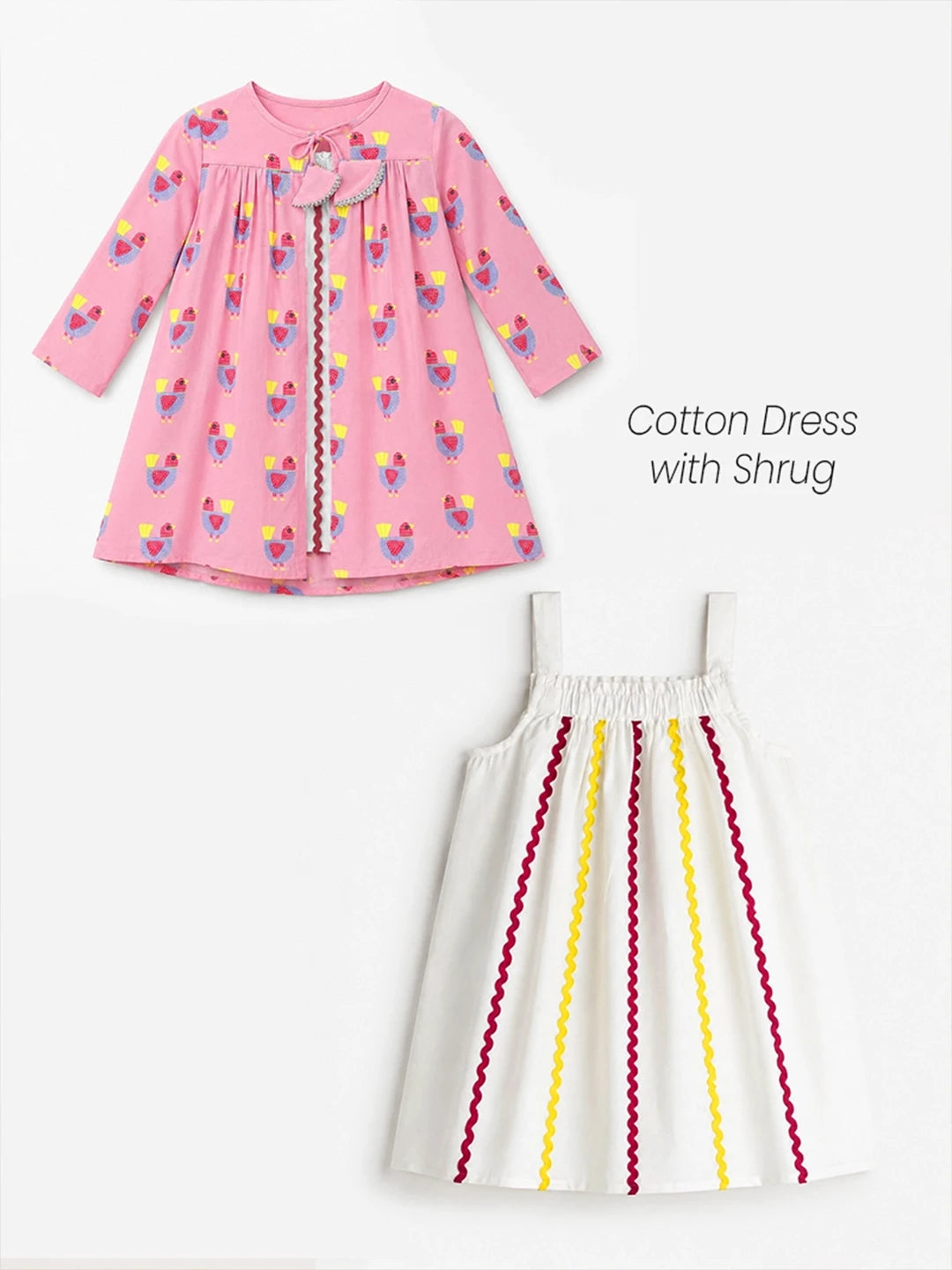 Printed Cotton Dress with Shrug