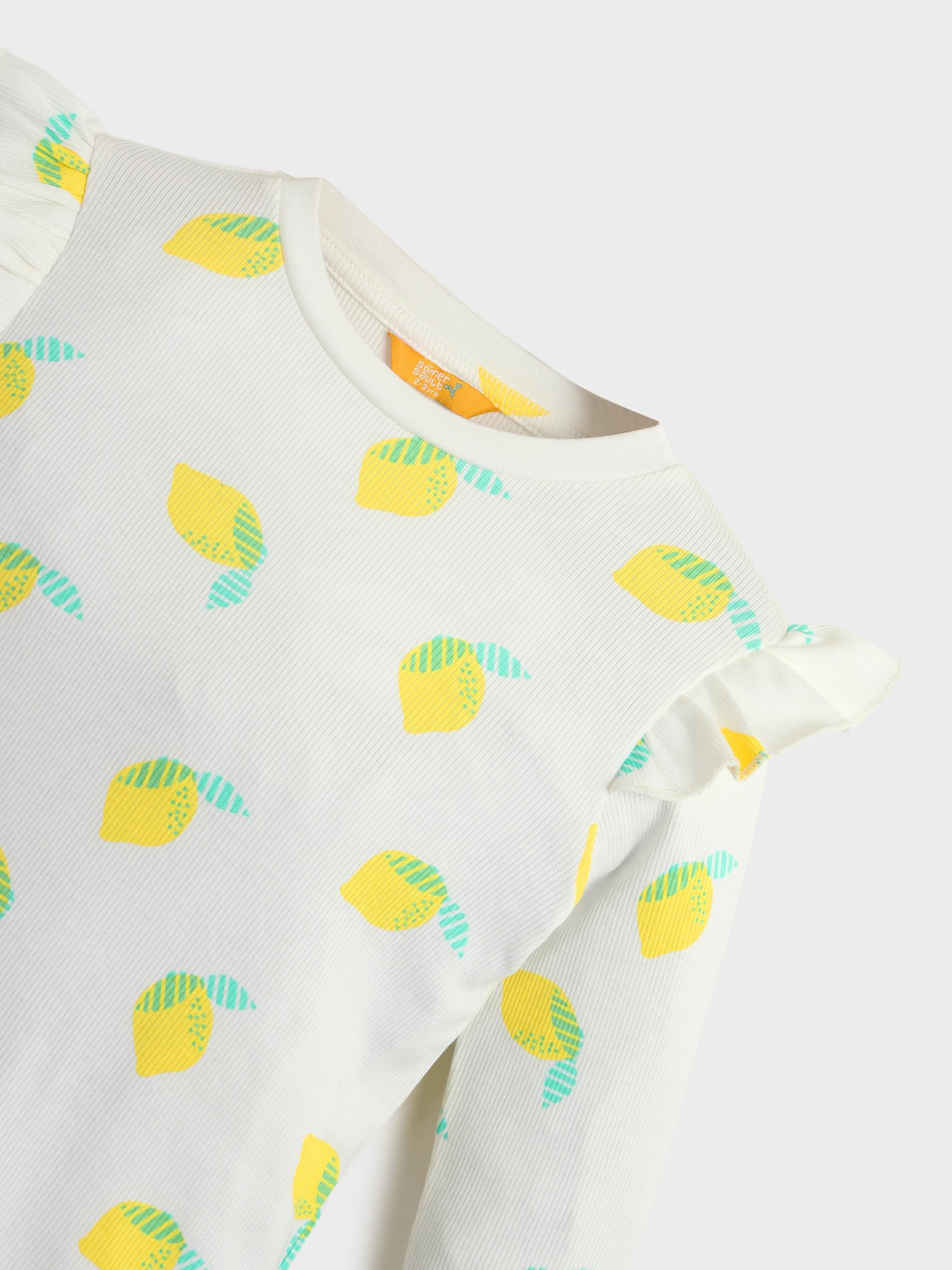 White lemon ribbed tee