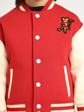 Red Champion Embroidered Varsity Jacket