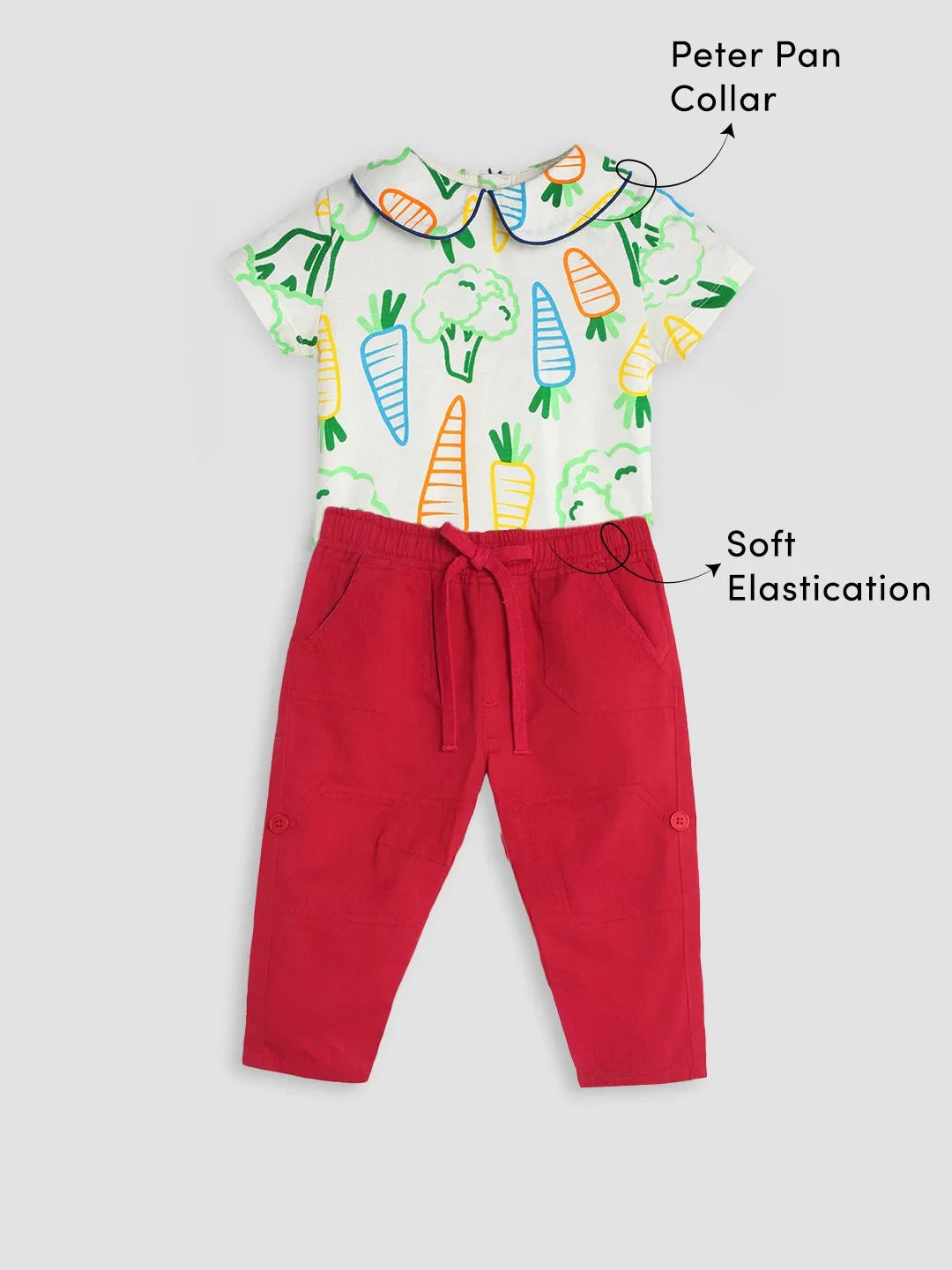 Printed Cotton Bodysuit & Pants Set