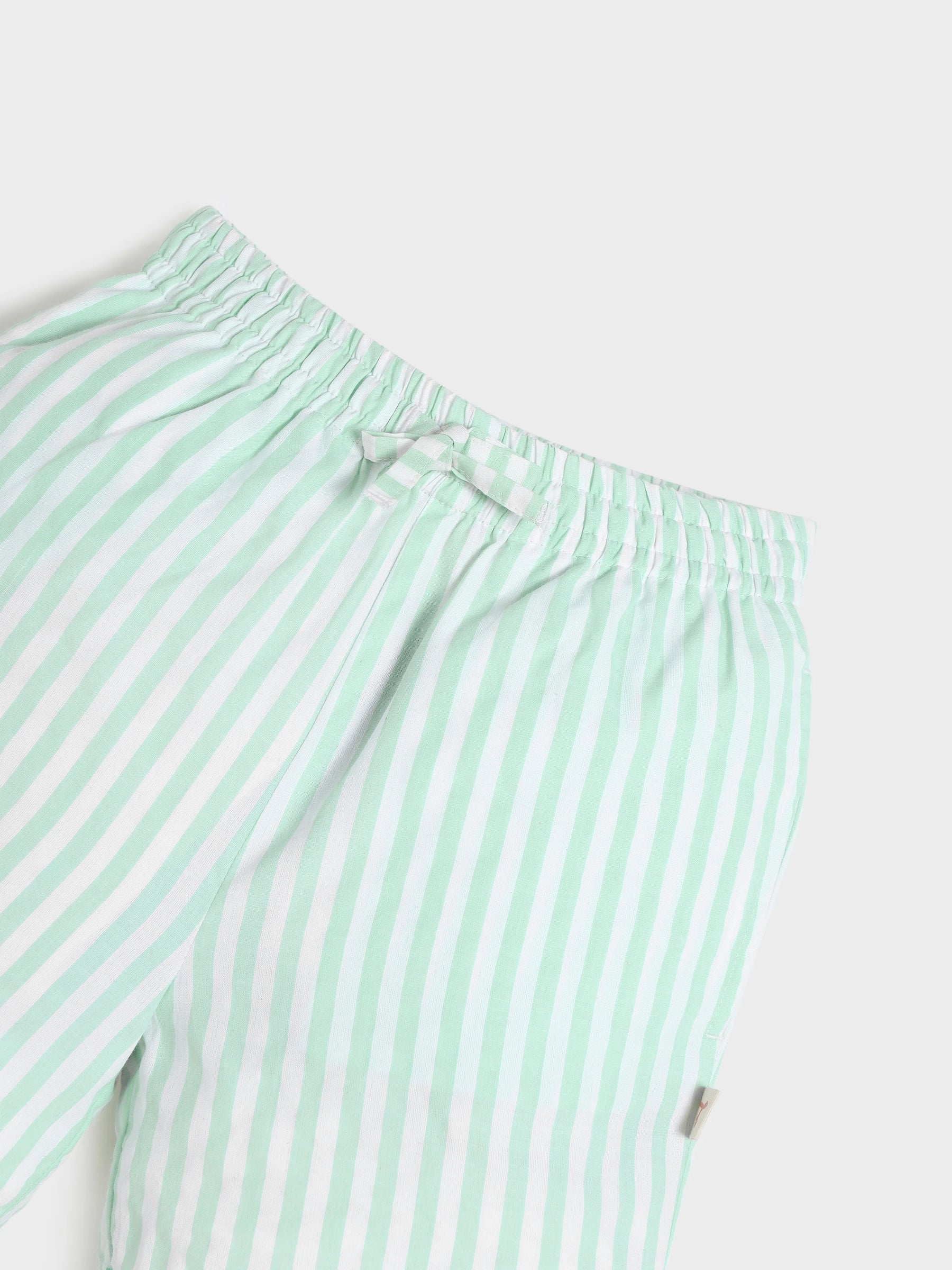 Mint Stripe Scallop Shorts