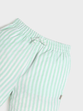 Mint Stripe Scallop Shorts