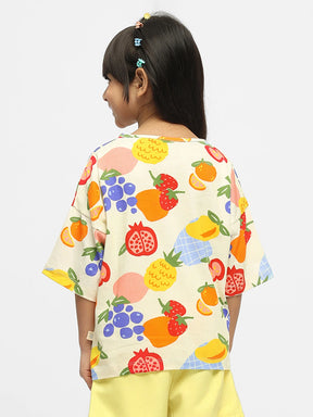 Fruity Fun Drop Shoulder Cotton Top