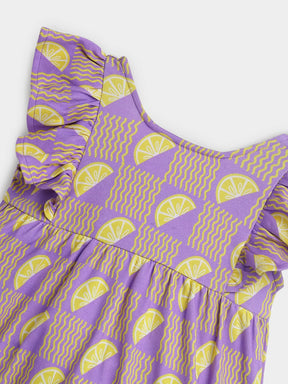 Zesty Lemon Printed Cotton Romper