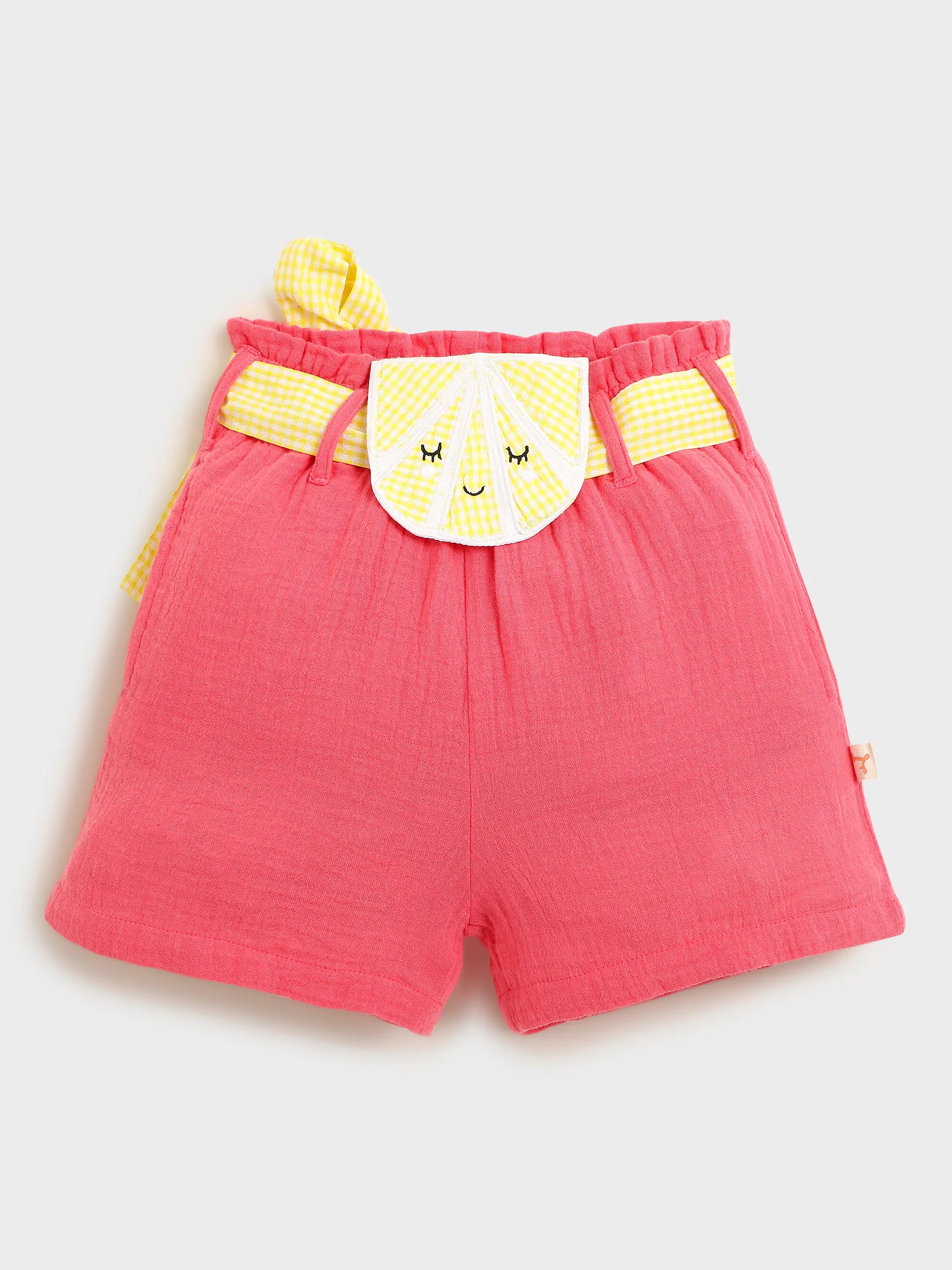 Sunshine Check Top & Coral Shorts Co-ord Set