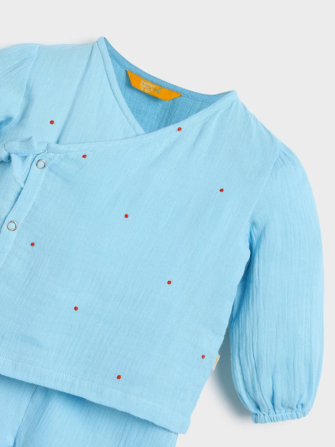 Embroidered Wrap Around Cotton Jhabla Set