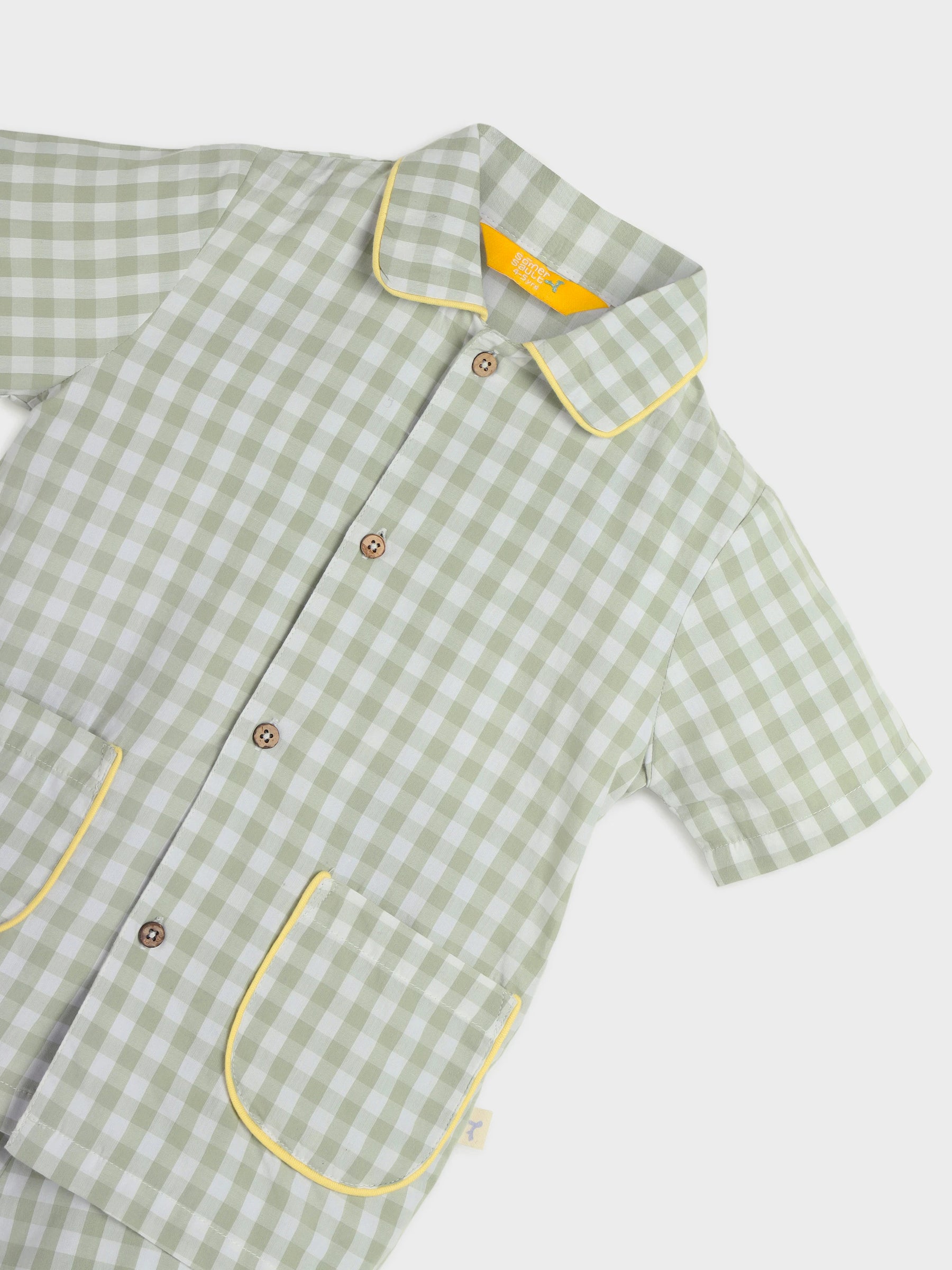 Checkered Green Shirt & Shorts Set