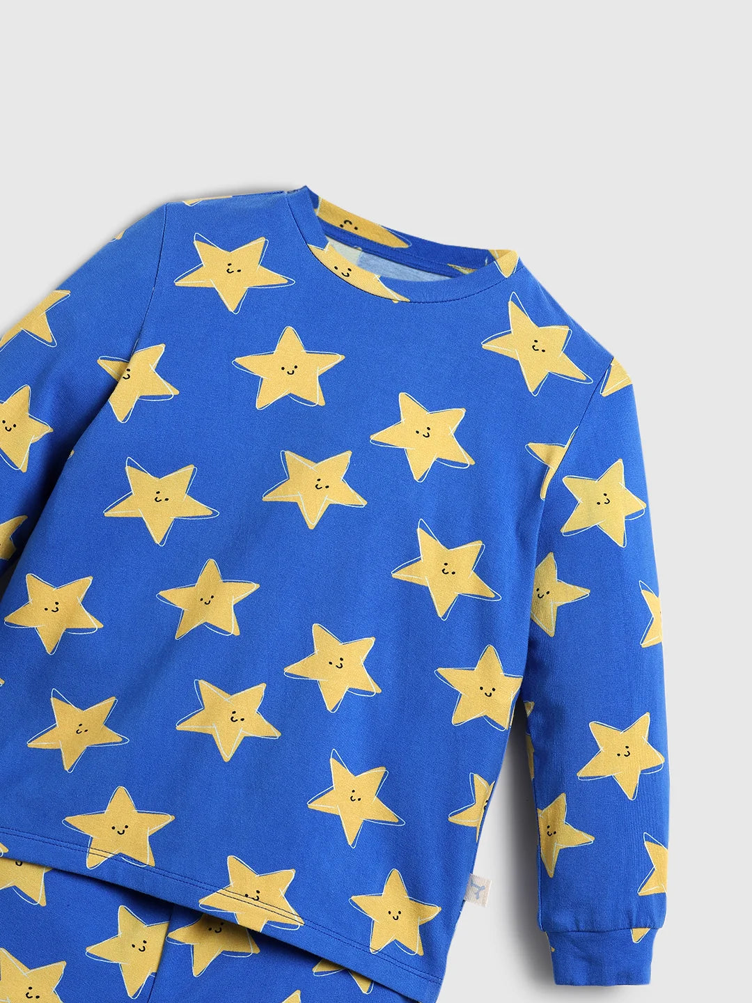 Boys Blue Cotton Printed Night Suit Set