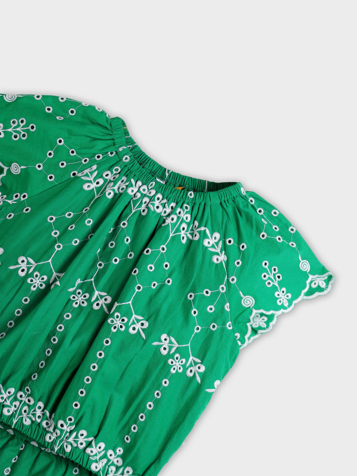 Green Schiffli Top and Skirt Set