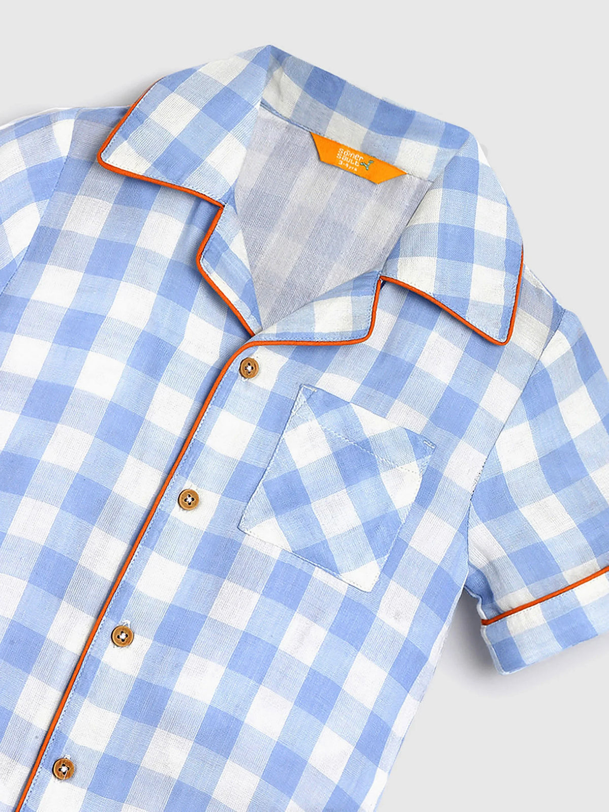 Ocean Gingham Shirt & Shorts Set