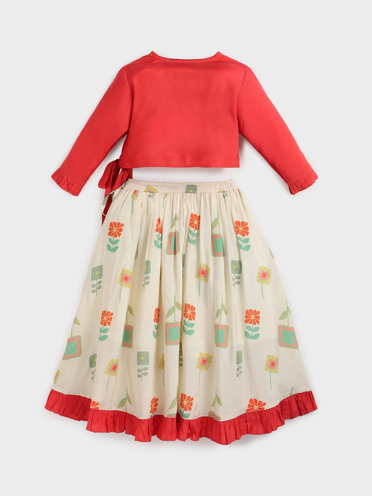 Festive Twirl Wrap Top and Skirt Set