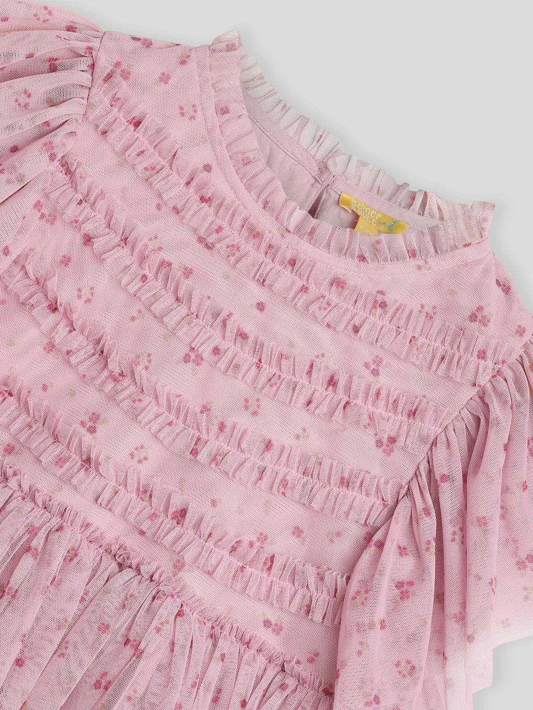 Printed Tulle Flounce Dress