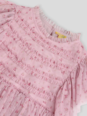 Printed Tulle Flounce Dress