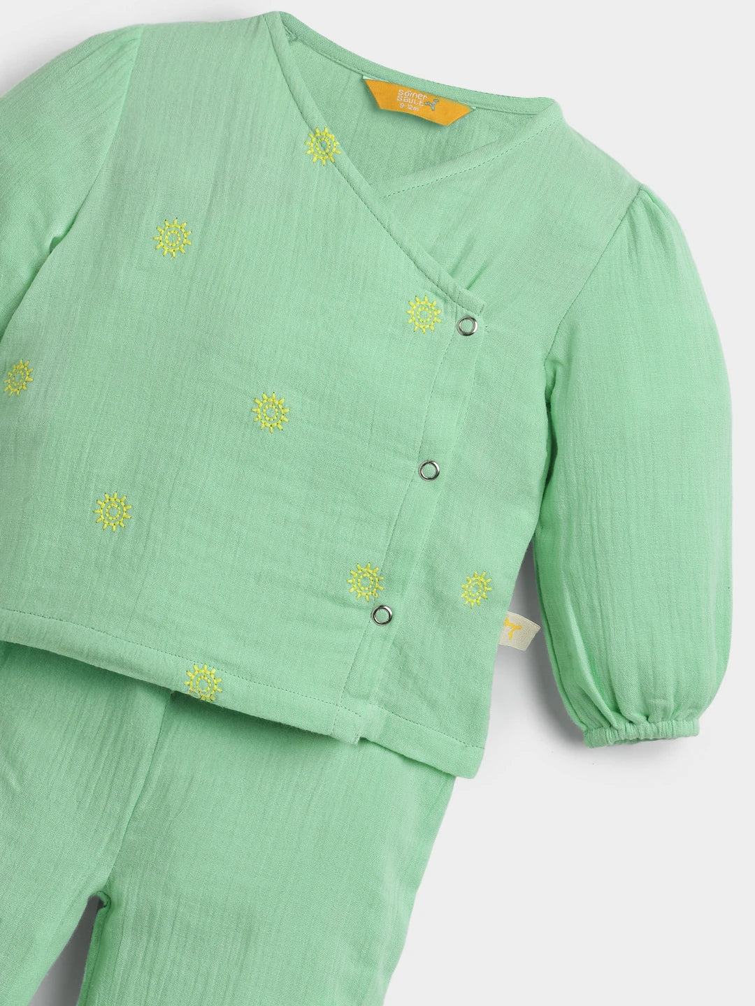 Minty Wraparound Cotton Jhabla Set