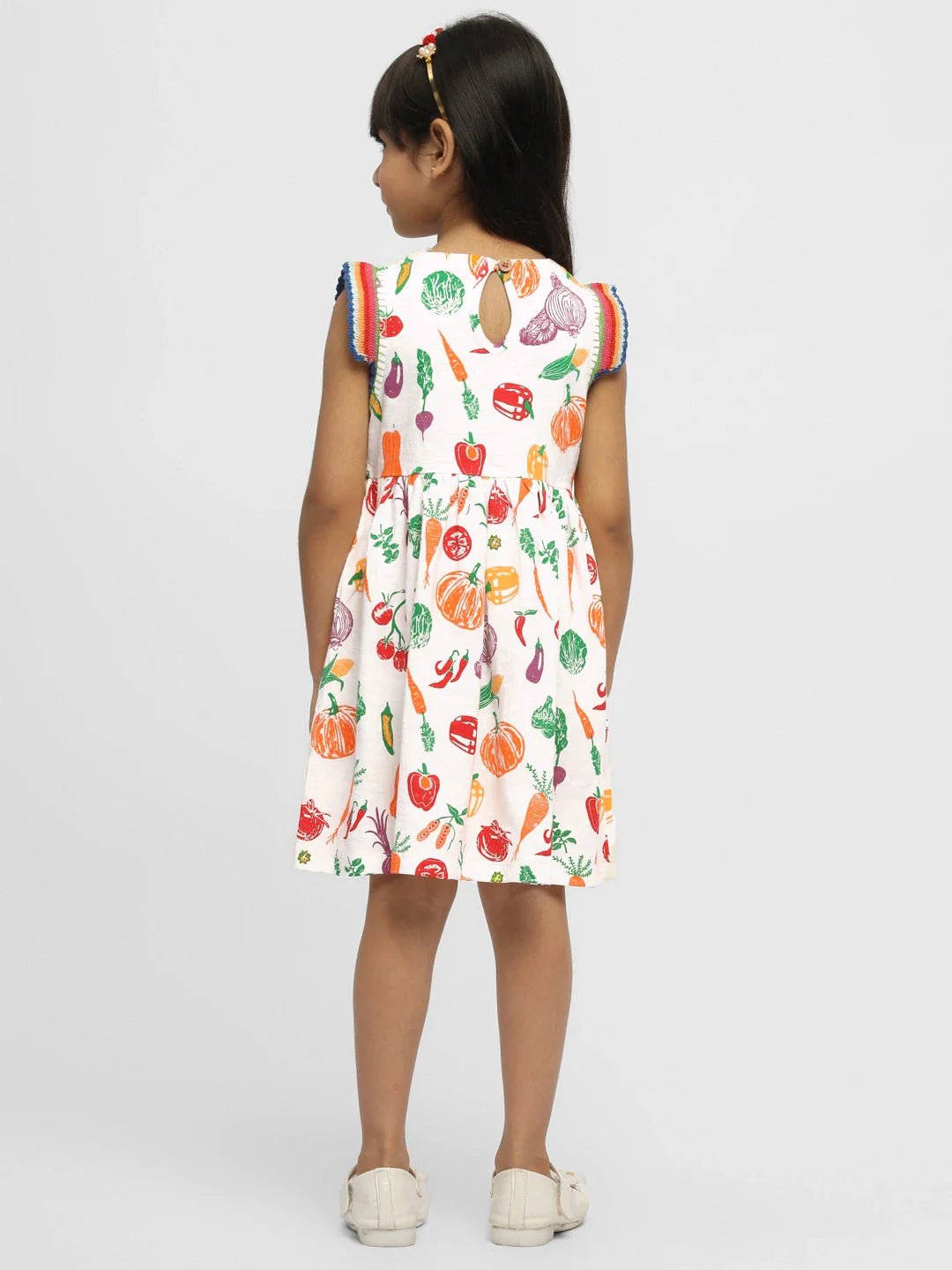 Playful Veggies Cotton A-Line Dress