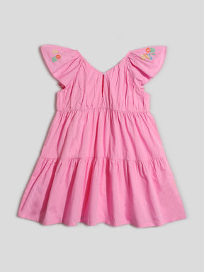 Pink Embroidered Tiered Dress Somersault