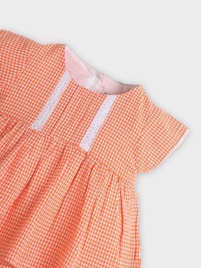 Peach Gingham Play Dress Set