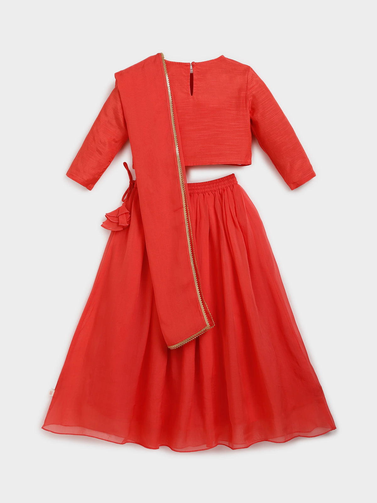 Zari Embroidered Top and Skirt Set with Dupatta