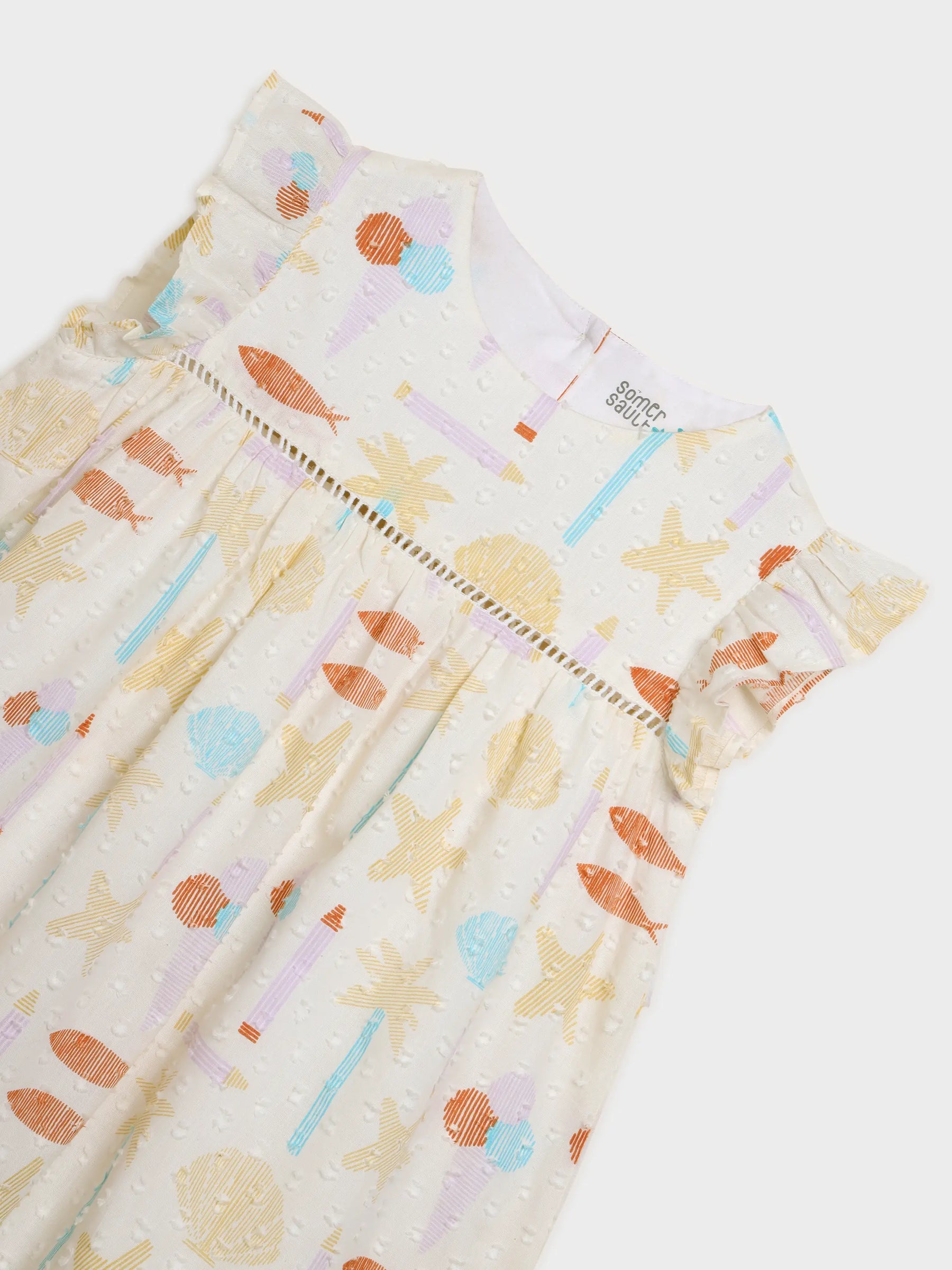 Playful Pastels Dress with Ruffle Sleeves