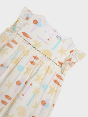 Playful Pastels Dress with Ruffle Sleeves