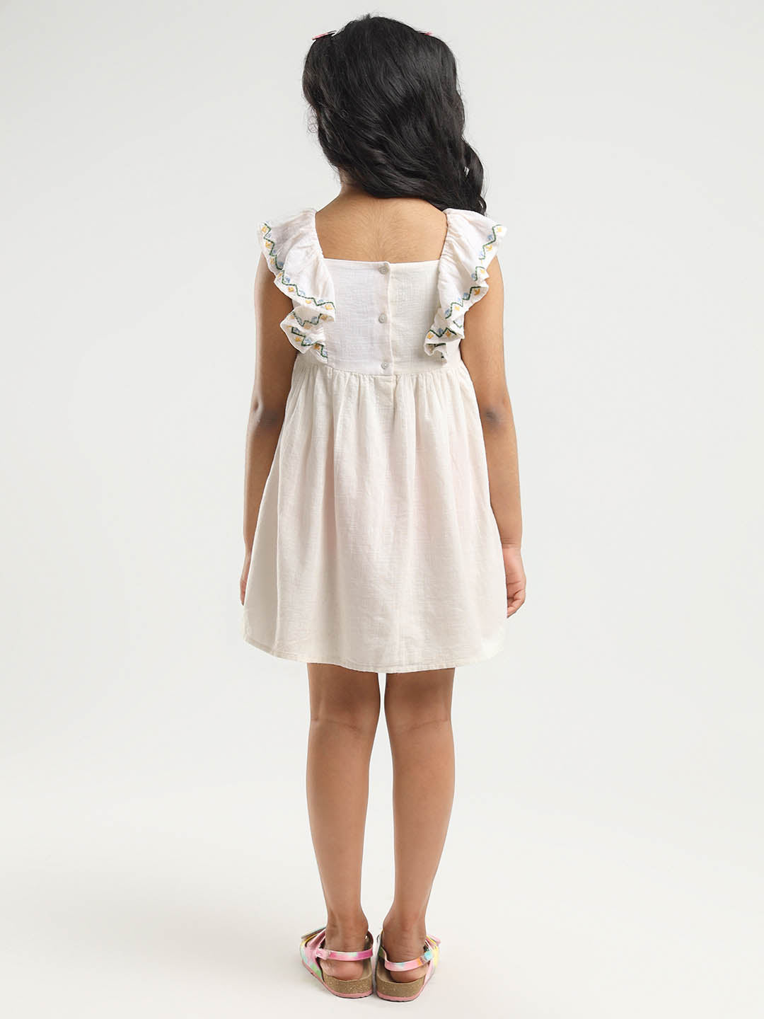 Oont Embridered Cotton A-Line Dress