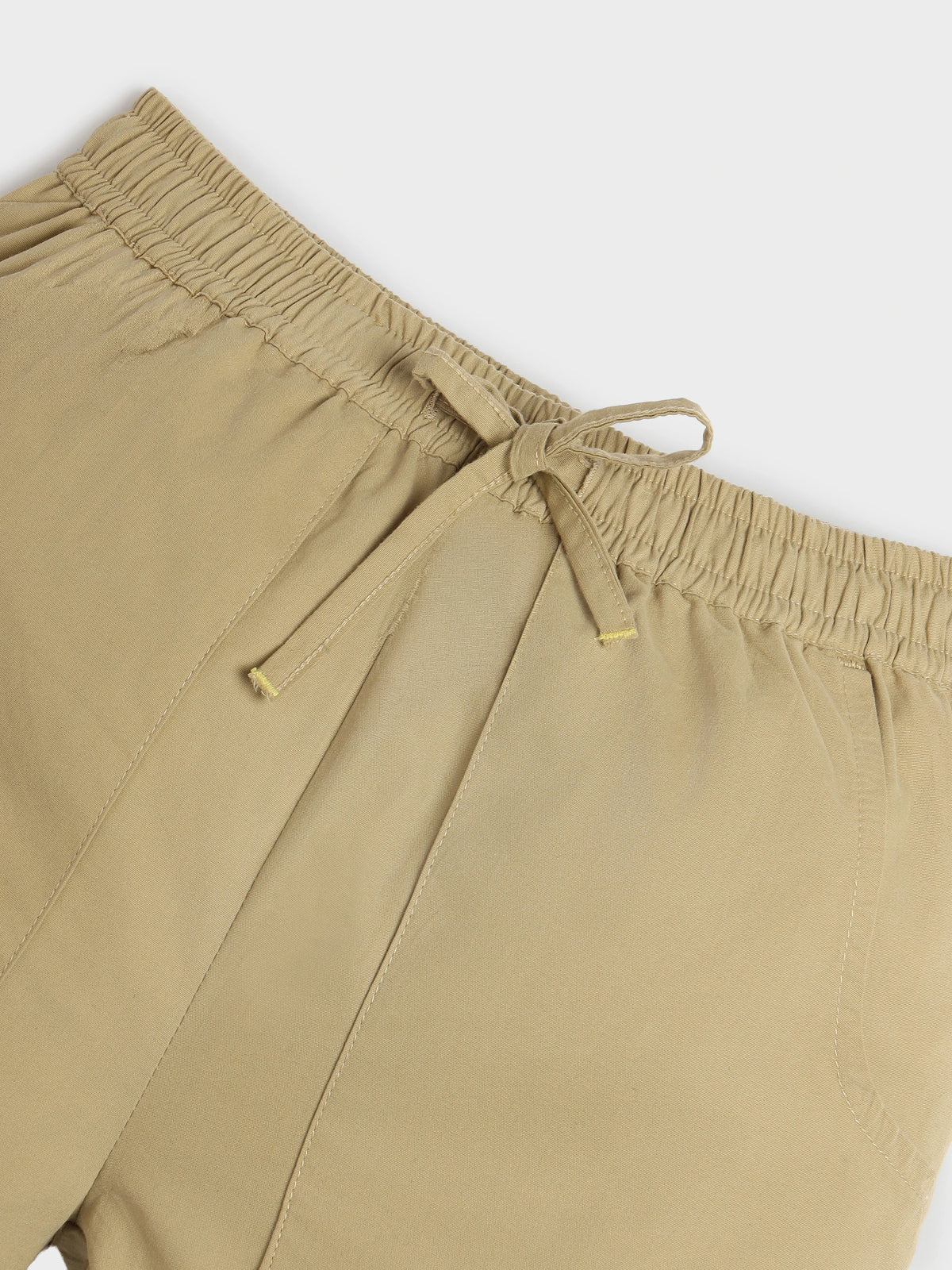 Khaki Cotton Drawstring Shorts