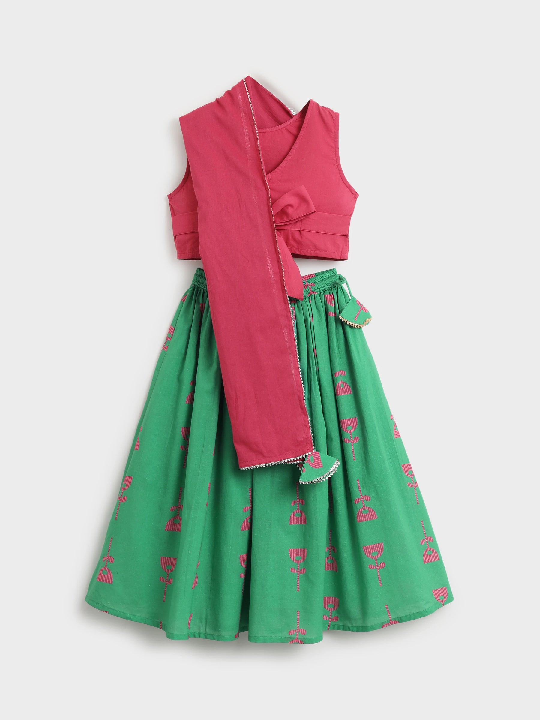 Printed Skirt Top with Dupatta Dress