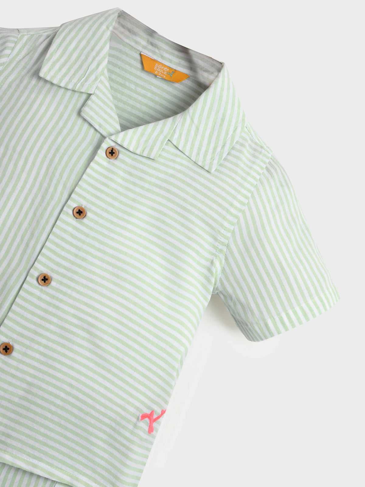 Mint Striped Shirt & Shorts Co-Ord Set
