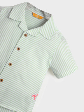 Mint Striped Shirt & Shorts Co-Ord Set