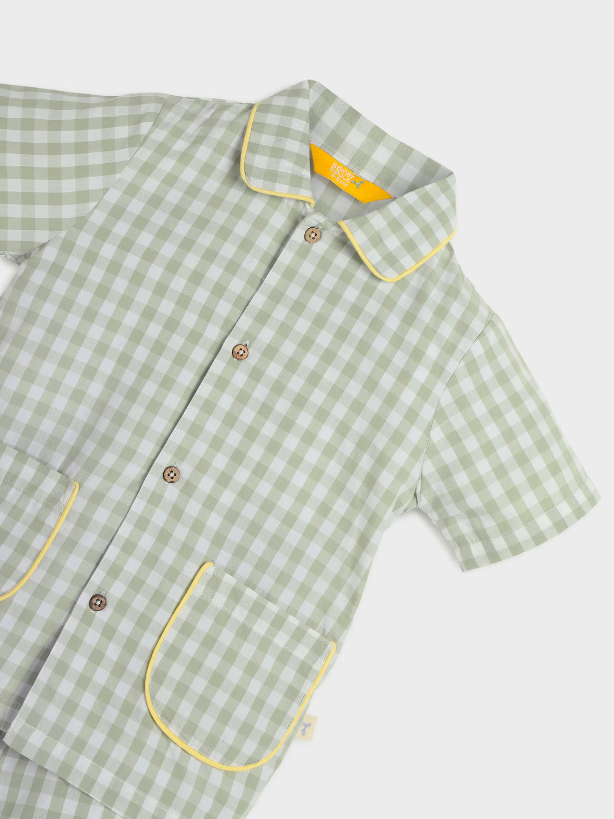 Checkered Green Shirt & Shorts Set