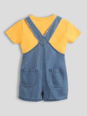 Flora Embroidered Denim Dungaree with Cotton Tee
