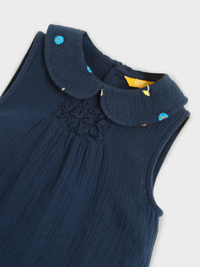 Midnight Blue Sleeveless Tunic & Pants Set