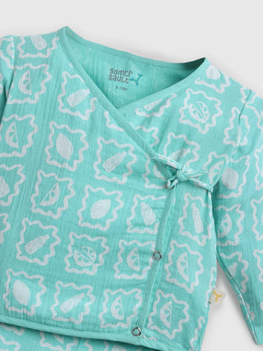 Printed Wrap Around Cotton Jhabla Set