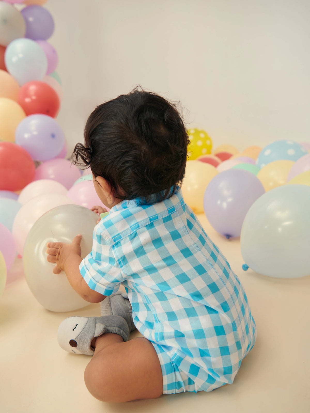 Check Romper With Neon Bow Somersault