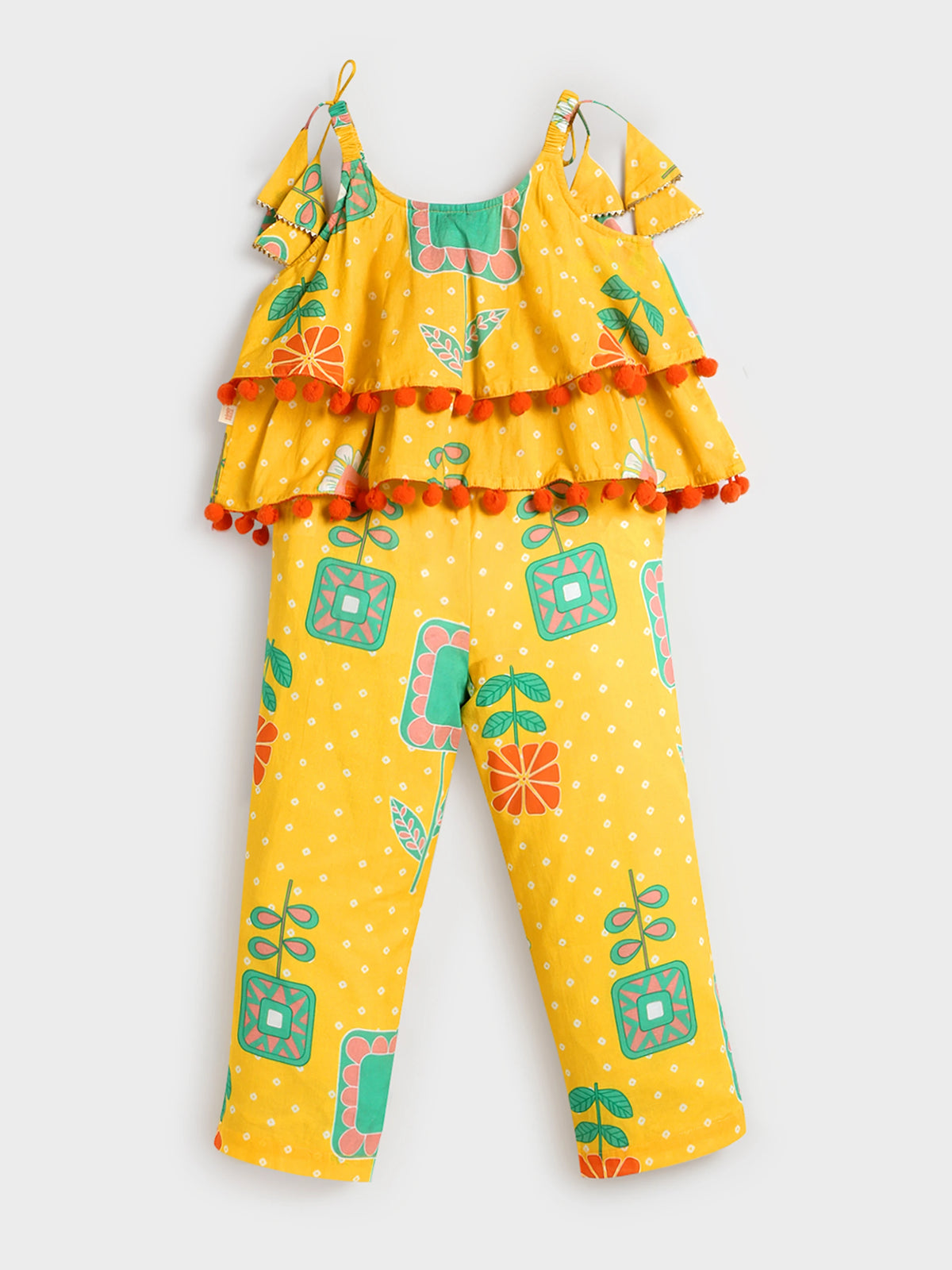 Yellow Bandhani Print Pant Top Set