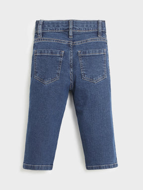 Blue Embroidered Denim Pants