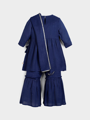 Blue Sequin Sharara Set