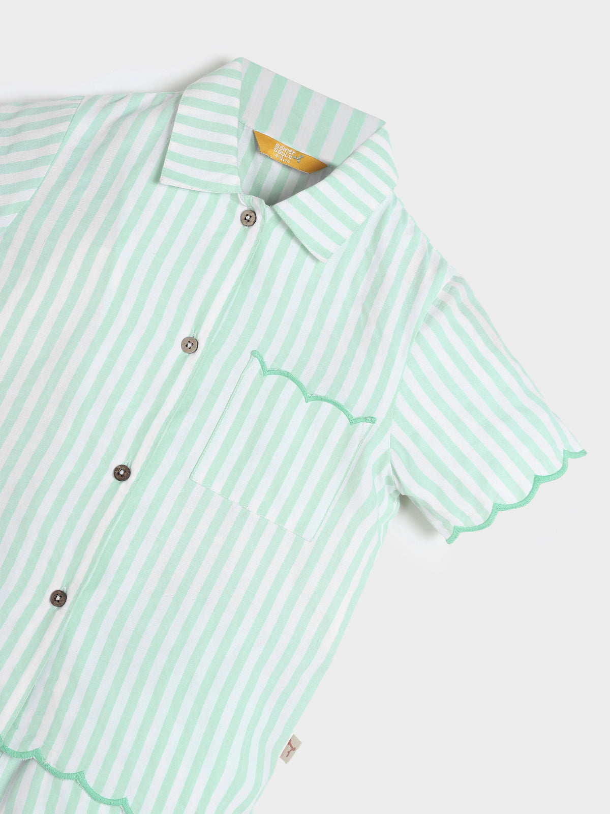 Mint Stripe Scallop Co-ord Set