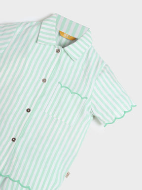 Mint Stripe Scallop Co-ord Set